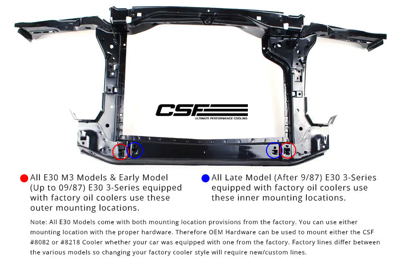 CSF BMW E30 Oil Cooler w/ fittings for OEM style and AN-10 male connections