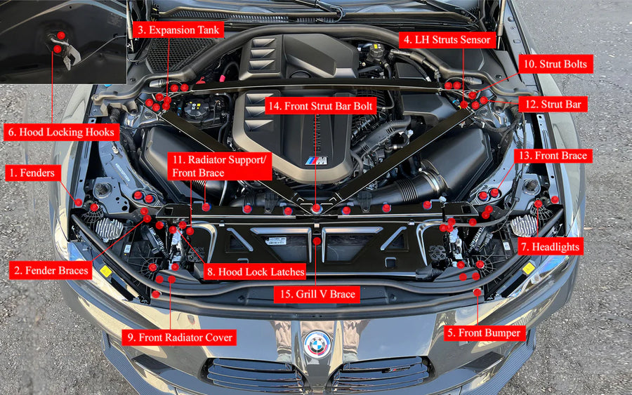 Downstar Inc BMW G80/G81 M3 & G82/G83 M4 S58 Deluxe Billet Engine Dress Up Kit