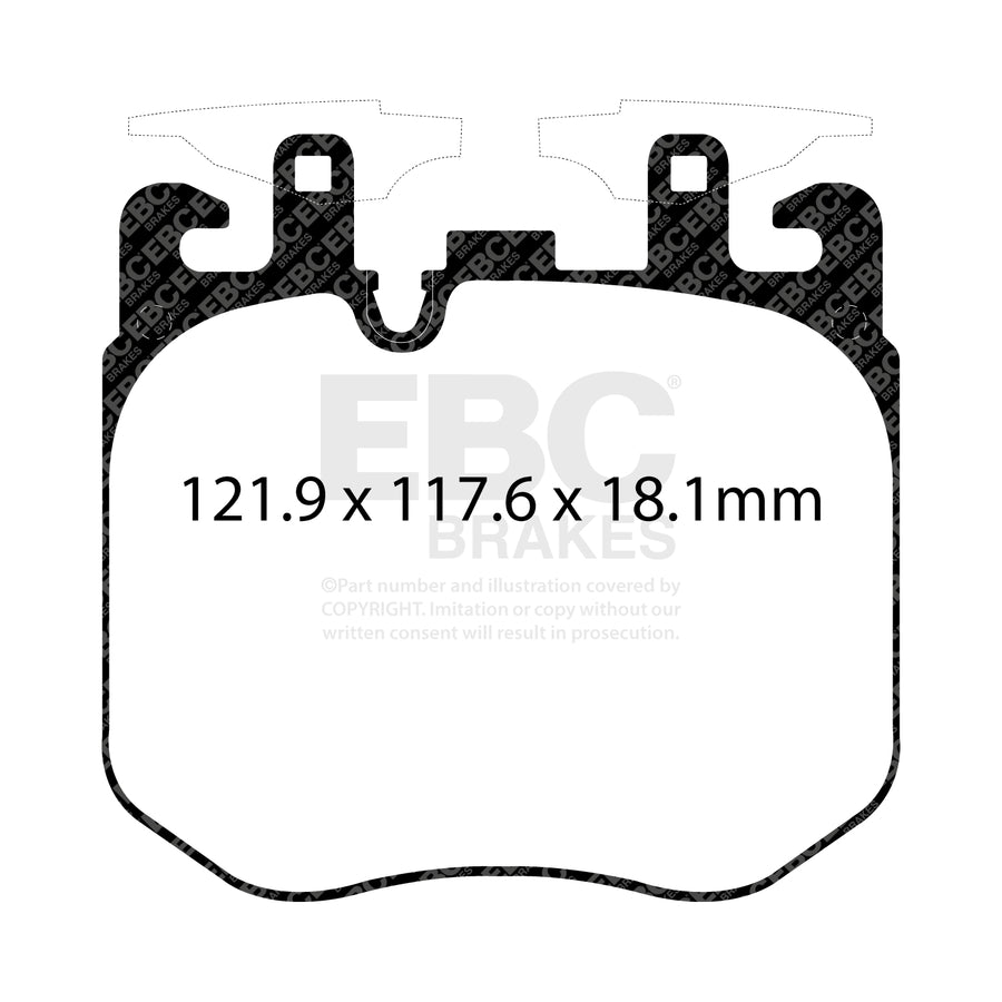 EBC BMW G Series Yellow Stuff Front Brake Pads DP42304R Dimensions