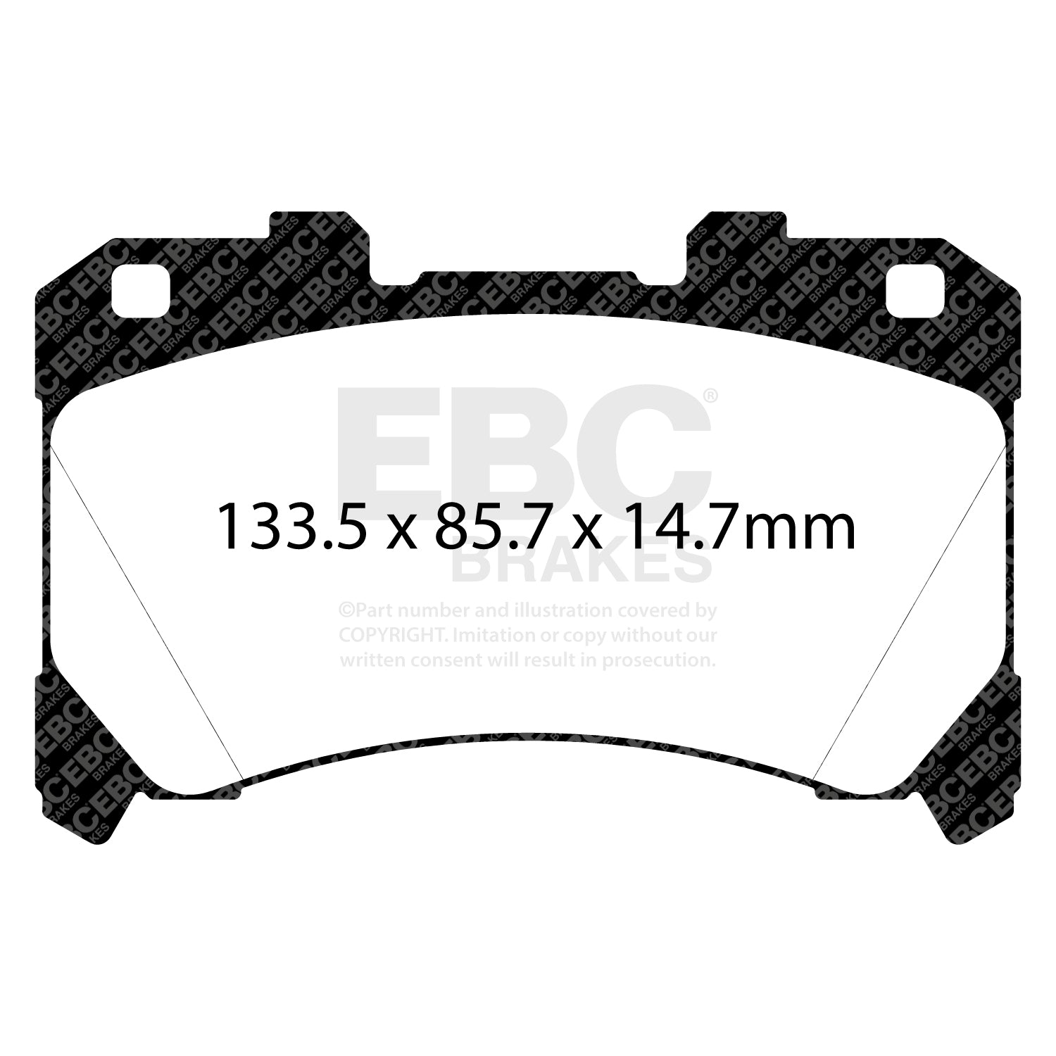 EBC Bluestuff NDX Front Brake Pads For Toyota GR Yaris (Mk4 2020+) Dimensions