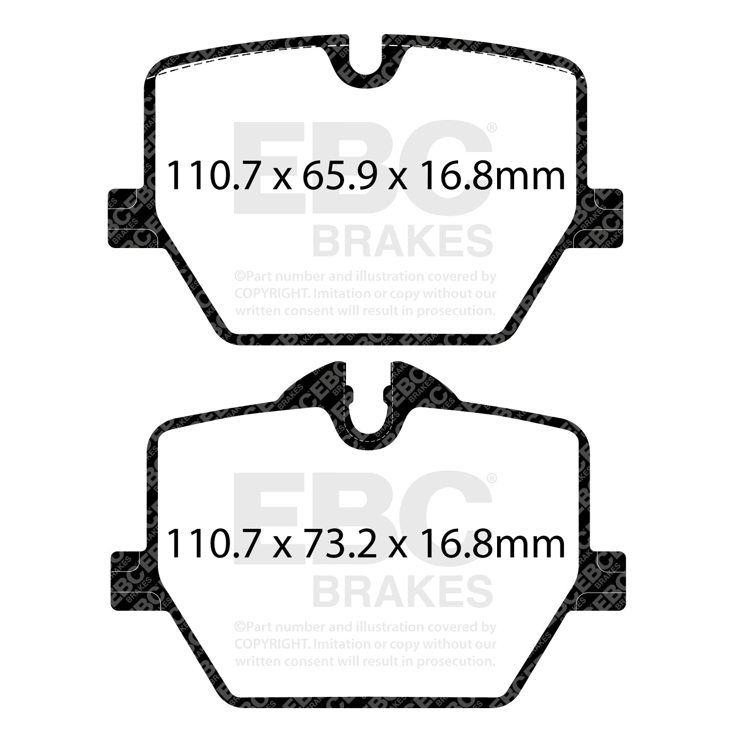 EBC Redstuff DP32415C rear brake pads for BMW G20 M340i, G22 M440i, G42 M240i, and Toyota GR Supra – Dimensions