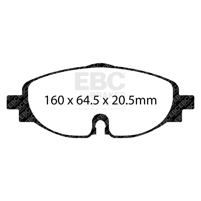 EBC Volkswagen Golf GTI Mk7 Greenstuff Front Brake Pads DP22150 Dimensions