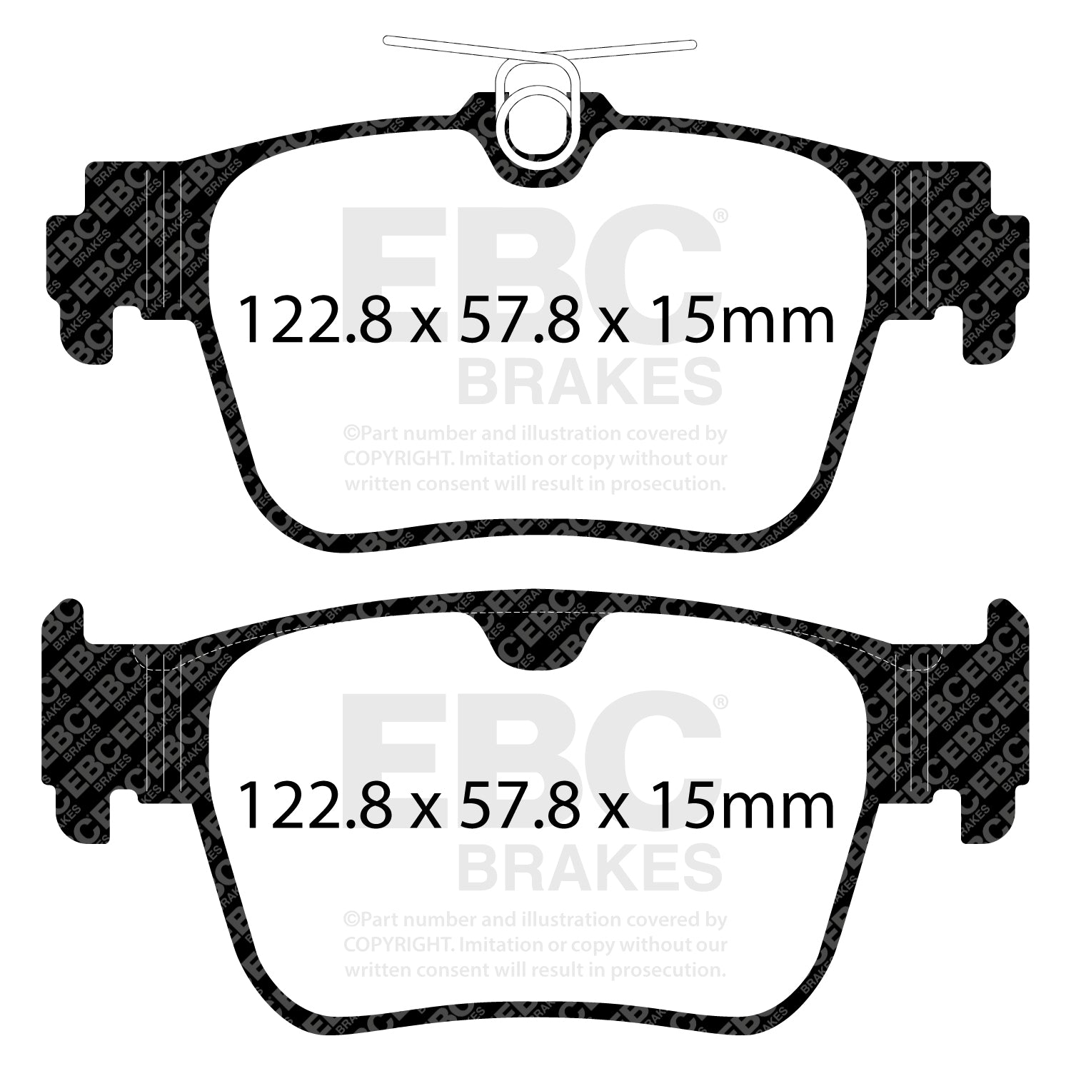 EBC Volkswagen Golf R & GTI Mk8 Yellowstuff 4000 Series Rear Brake Pads DP42438R Dimensions