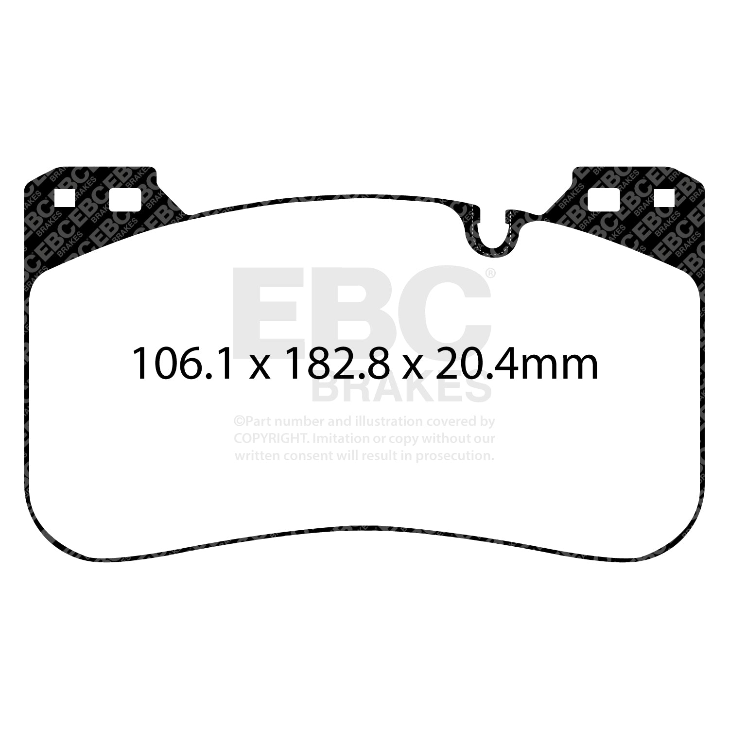 EBC Yellowstuff Front Brake Pads BMW F90 M5, F92 M8, F95 X5M & F96 X6M DP42331R Dimensions