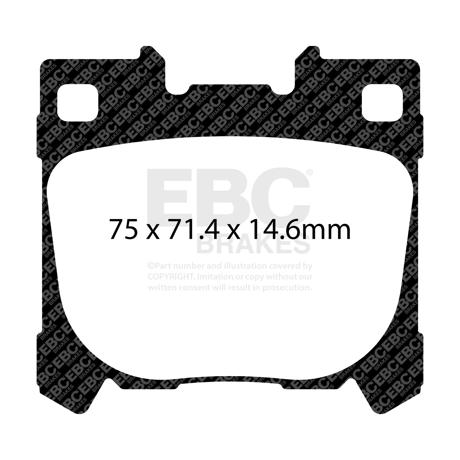 EBC Yellowstuff Rear Brake Pads For Toyota GR Yaris DP42431R Dimensions