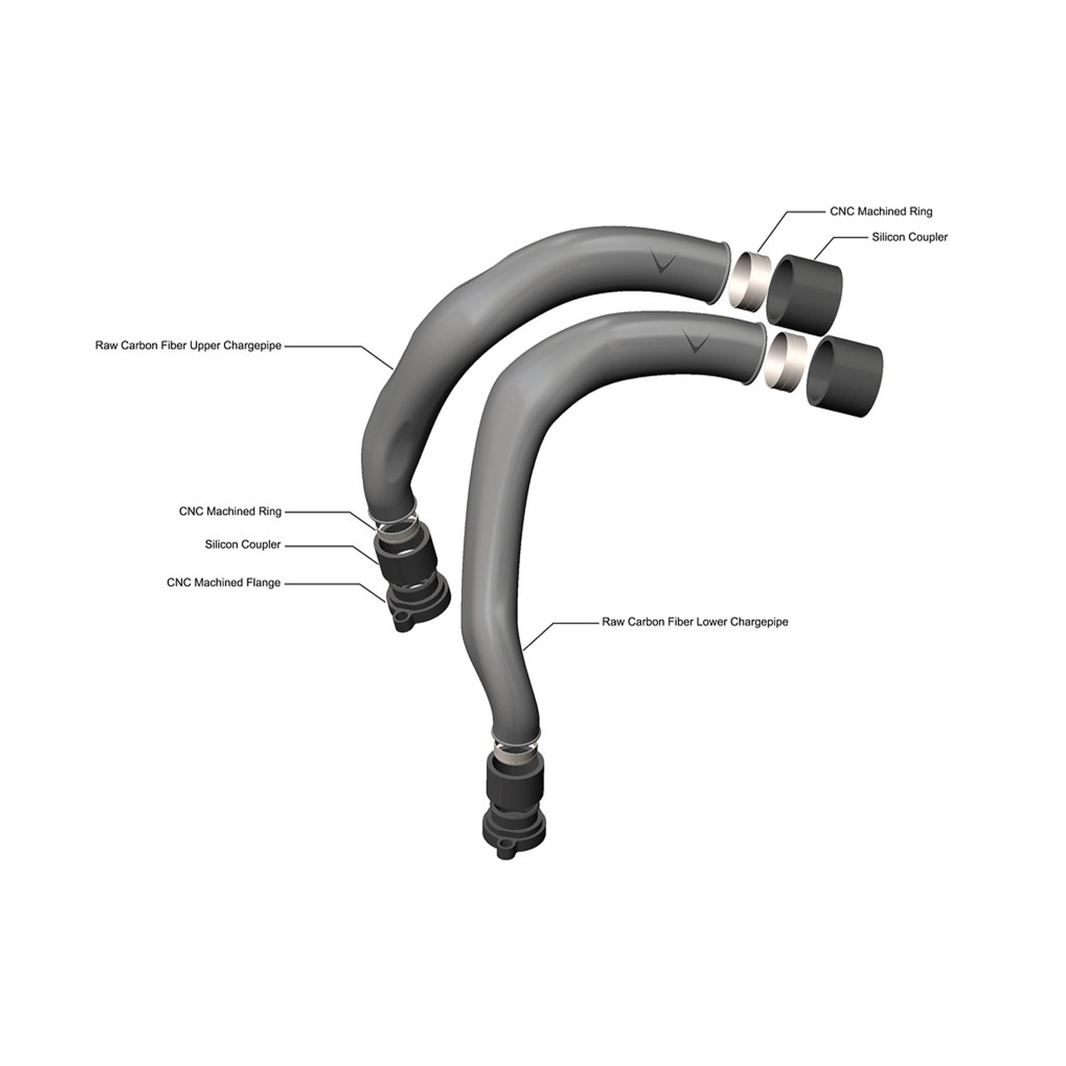 Eventuri BMW S55 Charge Pipes In Carbon Fibre (F80 M3, F82 M4 & F87 M2 Competition) EVE-S55-CF-CHG Diagram - R44 Performance