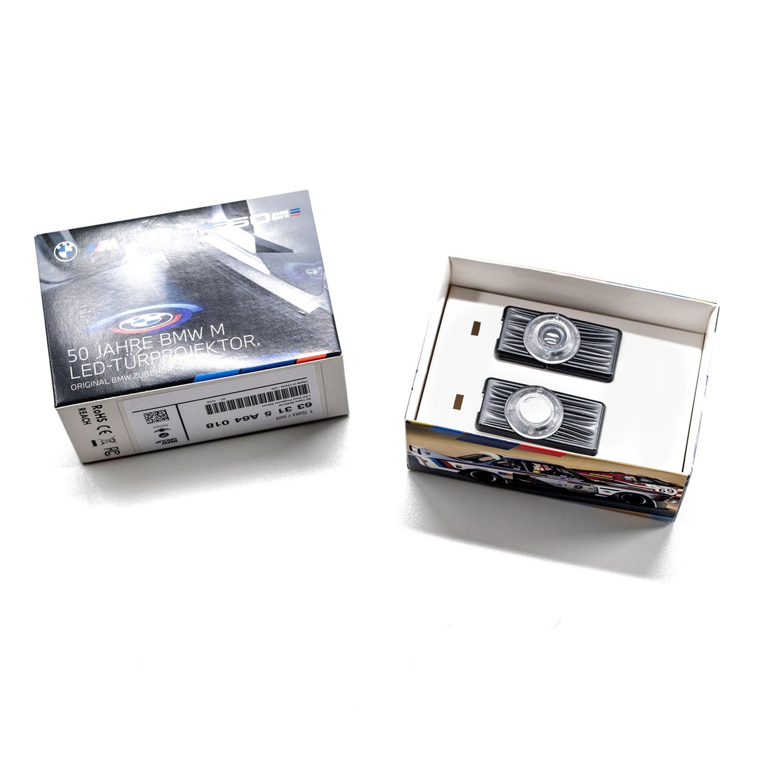 Genuine BMW 50th Anniversary Heritage LED Door Projectors 50mm