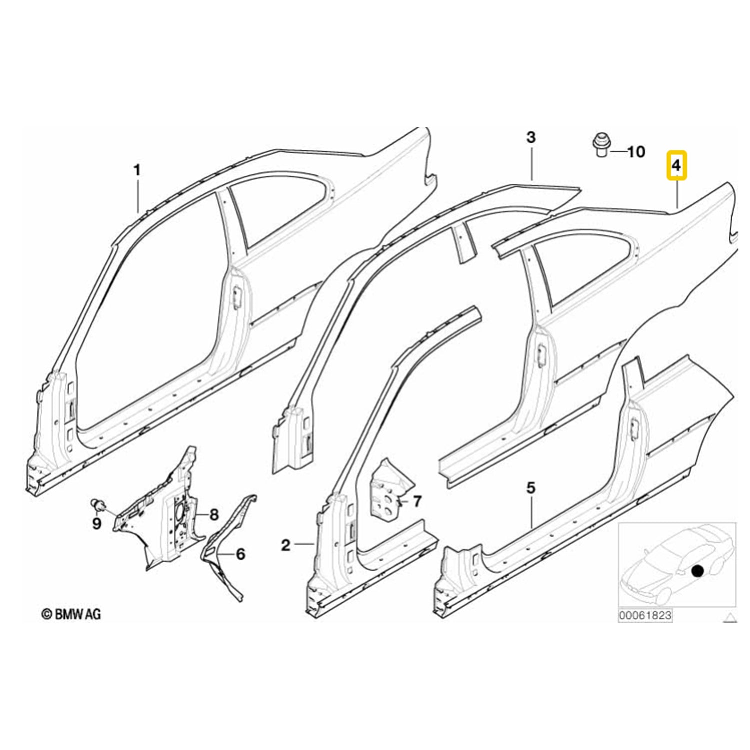 Genuine BMW E46 M3 OEM Rear Quarter Panel (Left Side) 41217890689