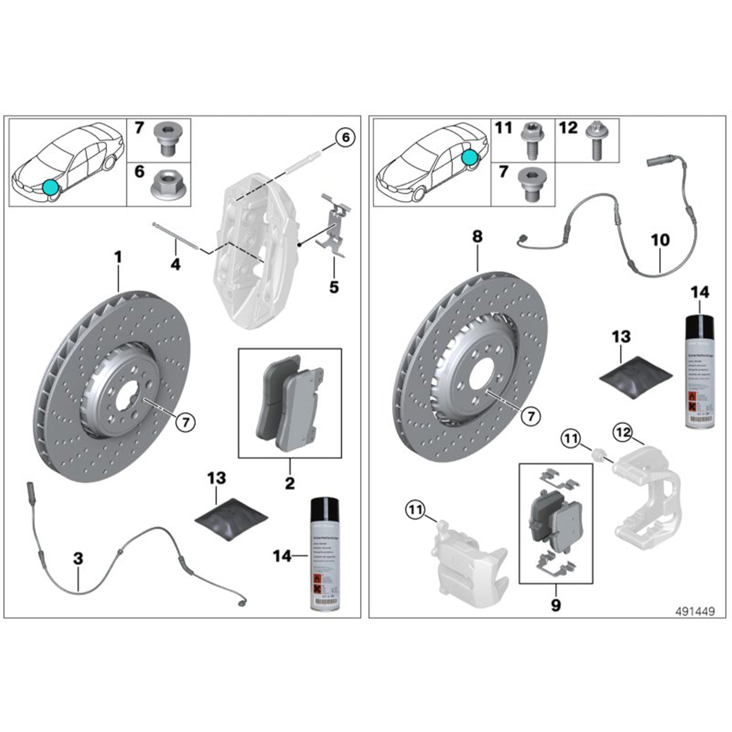 Genuine BMW Front Brake Pin Kit - G80 M3, G82 M4 & G87 M2 Fitting Diagram