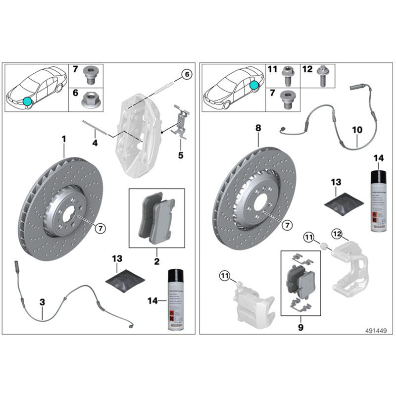 Genuine BMW Front Brake Pin Kit - G80 M3, G82 M4 & G87 M2 Fitting Diagram