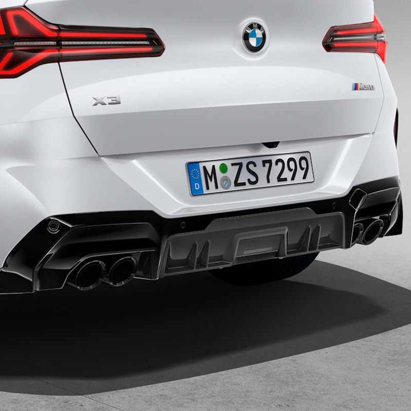 Genuine BMW G45 X3 M Performance Gloss Black & Aramid Fibre Rear Diffuser 51125B8AF54 & 51125B4D662