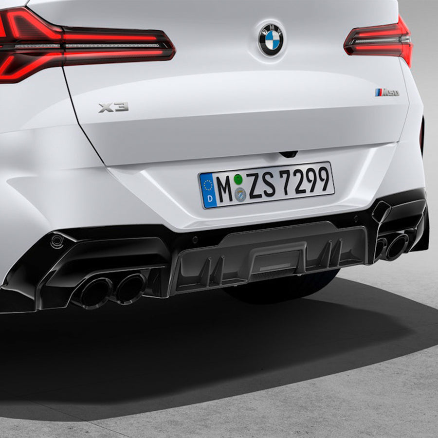 Genuine BMW G45 X3 M Performance Gloss Black & Aramid Fibre Rear Diffuser 51125B8AF54 & 51125B4D662