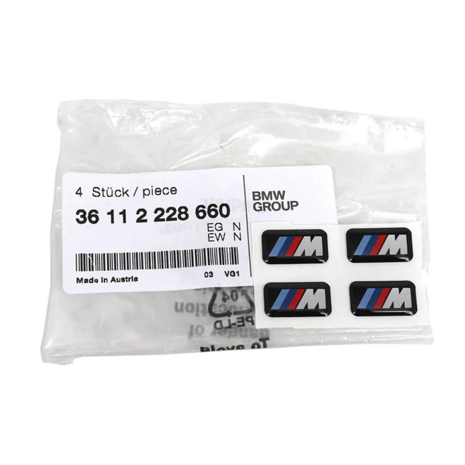 Genuine BMW M Performance M Logo Wheel Adhesive Stickers (Set of 4) 36112228660