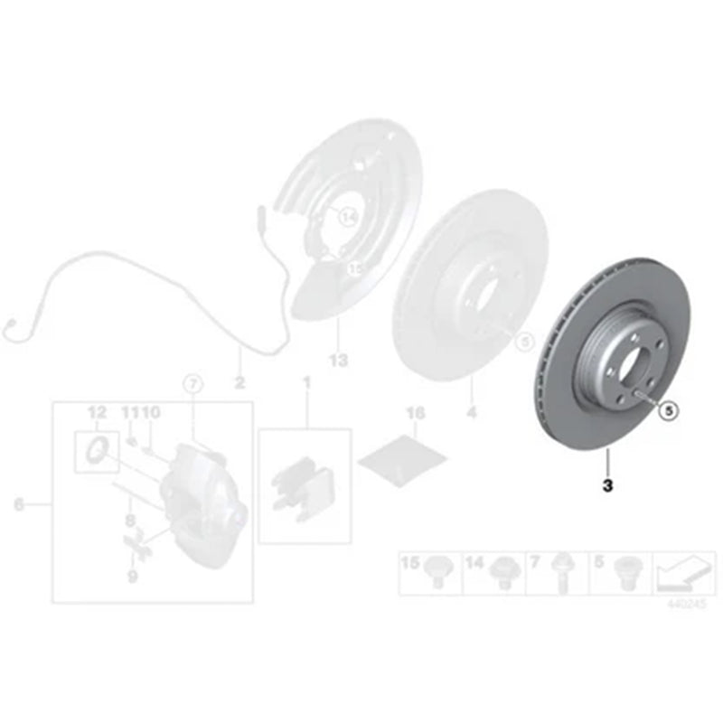 Genuine BMW OEM 345mm Rear Brake Discs/Rotors Pair For F30/F31/F34 3 Series & F32/F33/F36 4 Series 34206894382