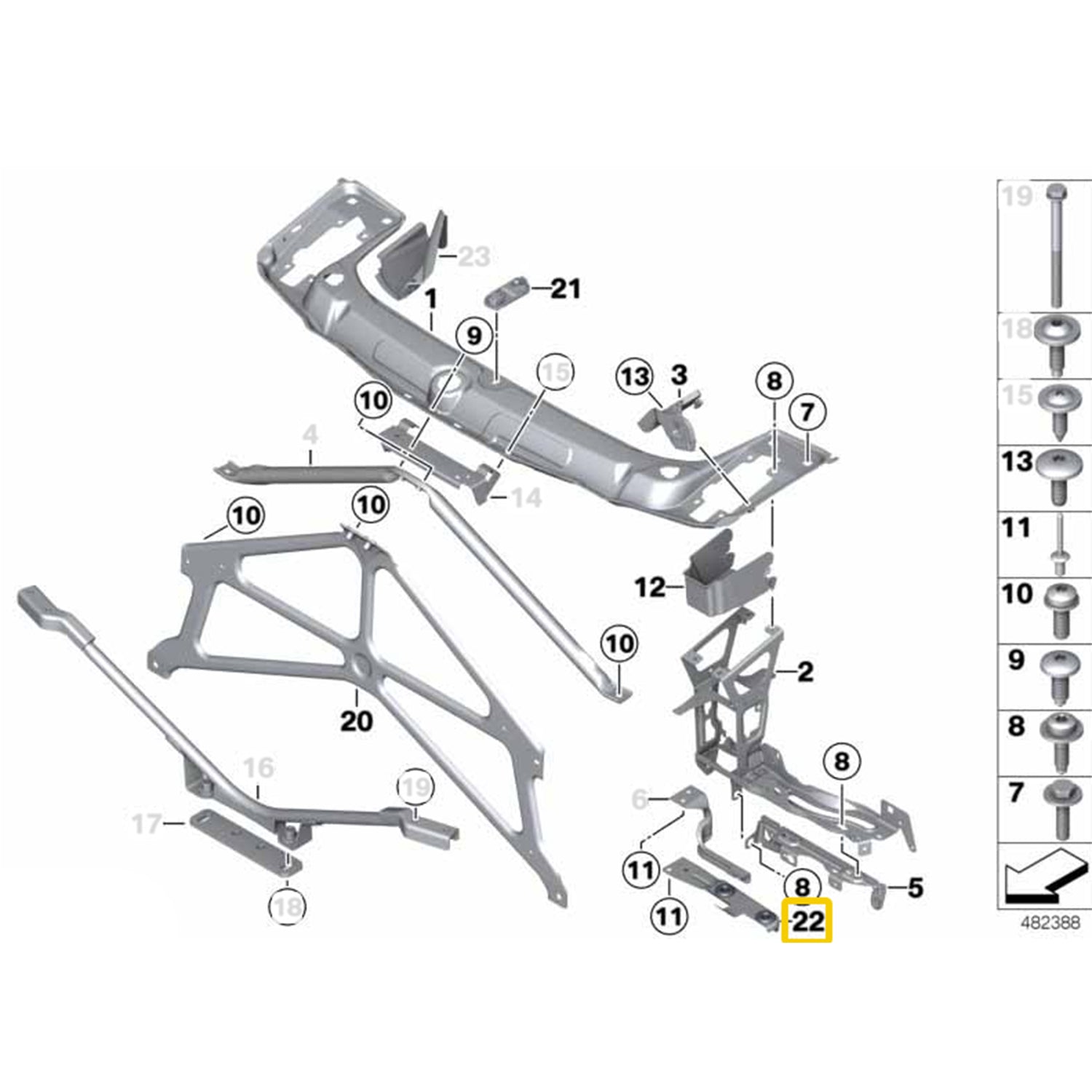Genuine BMW OEM Auxiliary Radiator Bracket For BMW F80 M3 & F82/F83 M4 (Lower Right) 51648055742