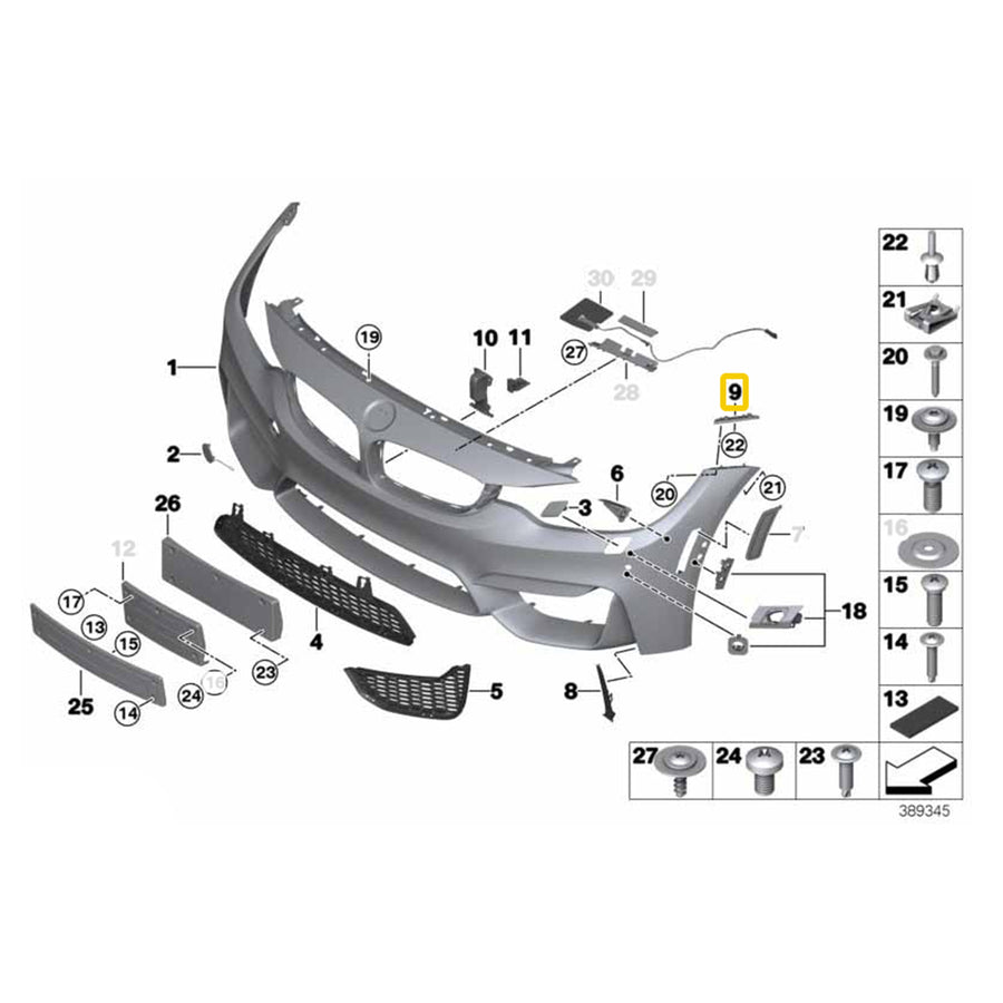 Genuine BMW OEM Fender Support For BMW F80 M3 & F82/F83 M4 51118057255 51118057256