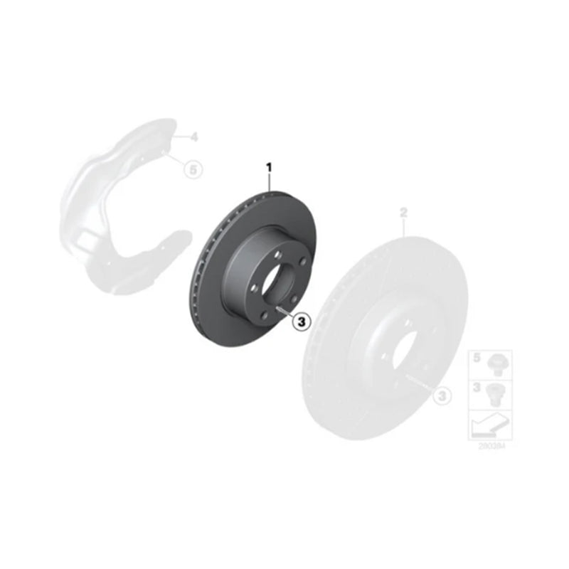 Genuine BMW OEM Front Brake Discs/Rotors Pair For F Series M Lites (1/2/3/4 Series) 34116792223