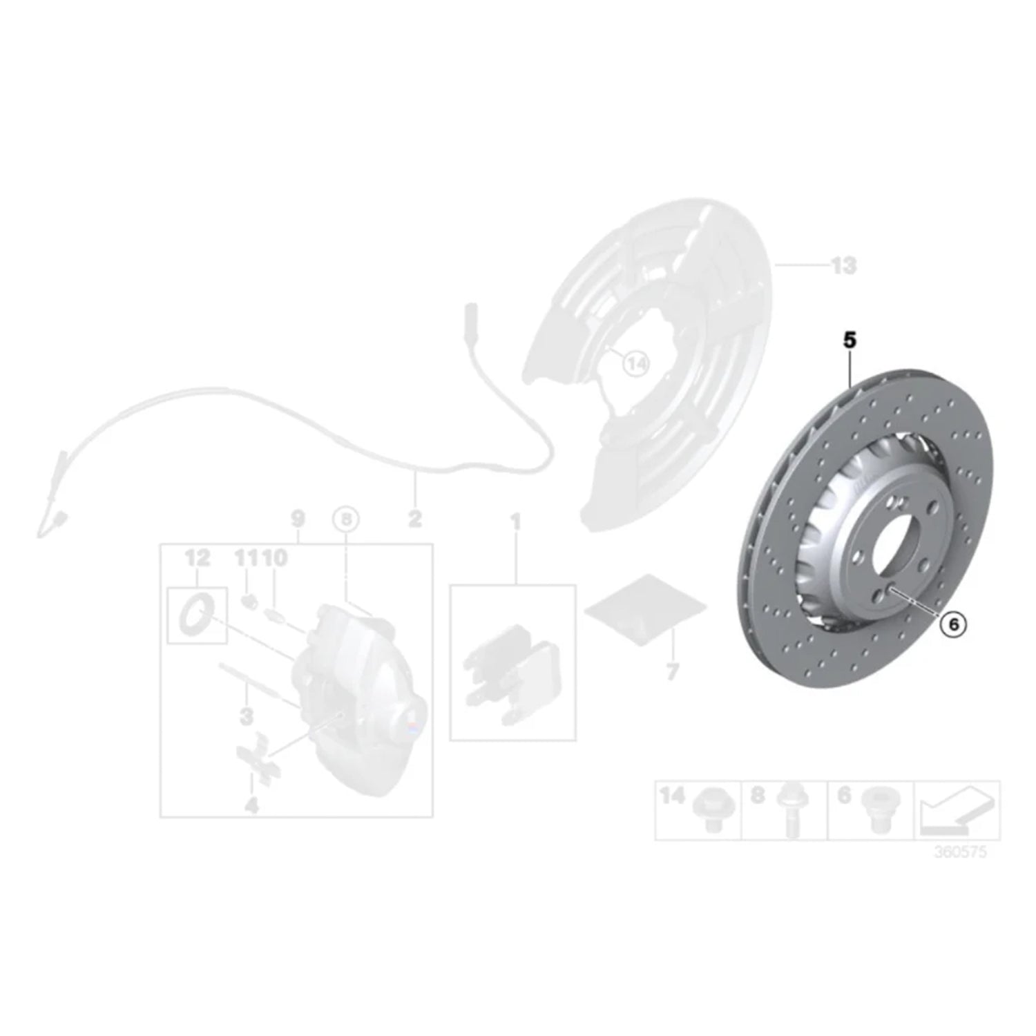 Genuine BMW OEM F8X 370mm Rear Brake Discs/Rotors Pair (F80 M3, F82/F83 M4 & F87 M2 34207889667 & 34207889668