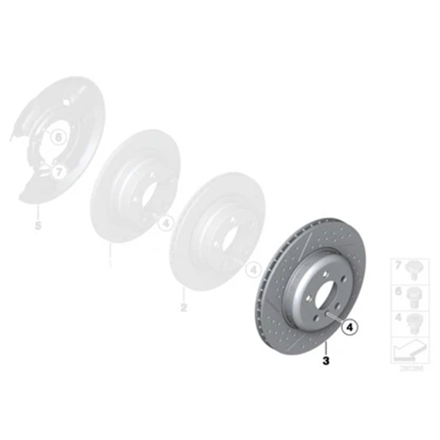Genuine BMW OEM Rear Brake Discs/Rotors Pair For F20/F21 M140i/M135i & F22/F23 M240i/M235i 34206898719