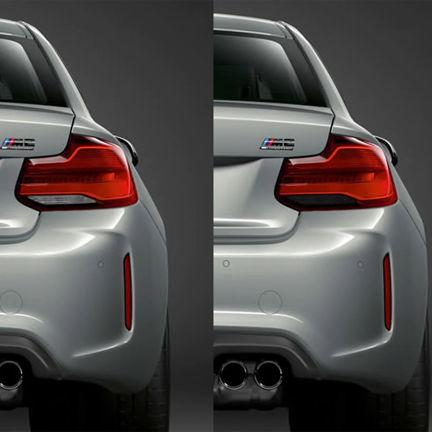 GoldenWrench BMW F87 M2 F22 2 Series LCI Taillight Overlay Kit Before & After