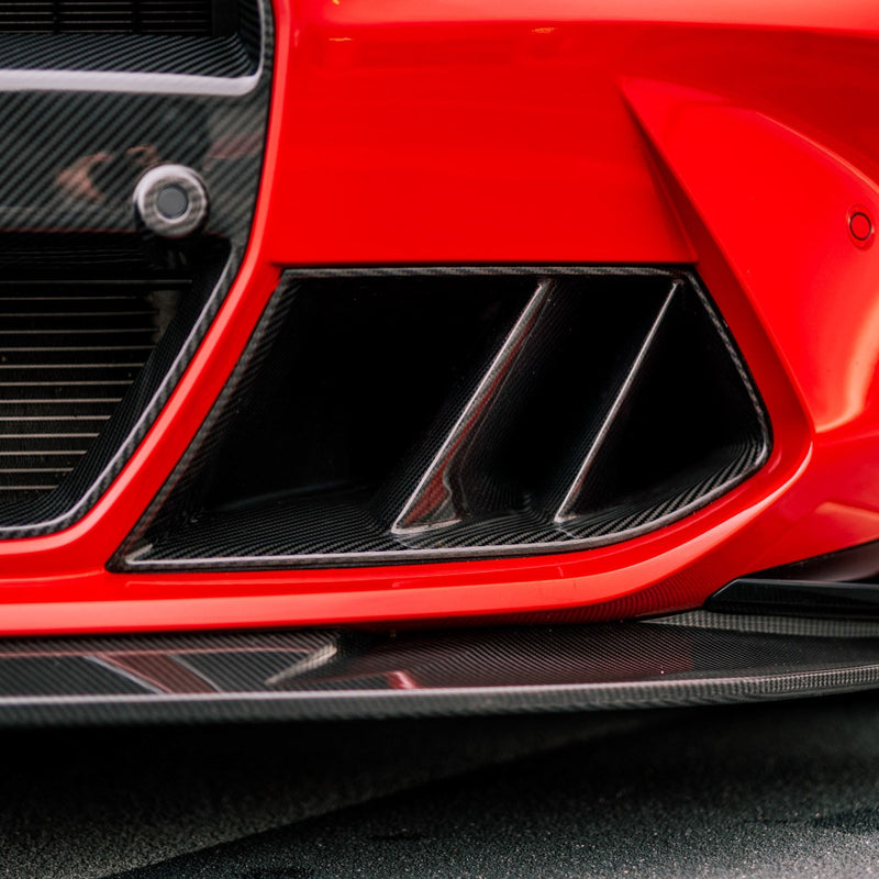 MHC+ BMW G80 G81 M3 & G82 G83 M4 Twin Fin Front Air Ducts In Gloss Pre Preg Carbon Fibre