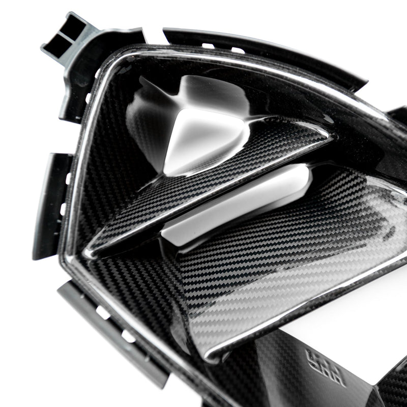 MHC+ BMW G80 G81 M3 & G82 G83 M4 Twin Fin Front Air Ducts In Gloss Pre Preg Carbon Fibre