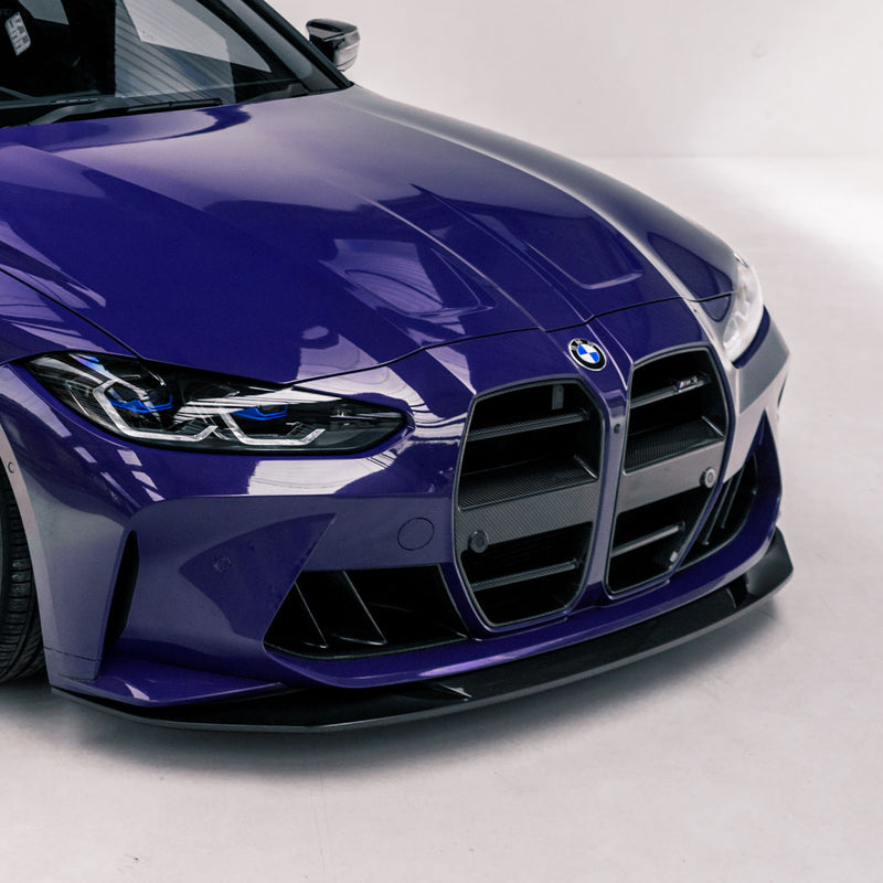 MHC+ BMW G80 G81 M3 & G82 G83 M4 Twin Fin Front Air Ducts In Gloss Pre Preg Carbon Fibre