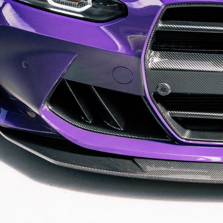 MHC+ BMW G80 G81 M3 & G82 G83 M4 Twin Fin Front Air Ducts In Gloss Pre Preg Carbon Fibre