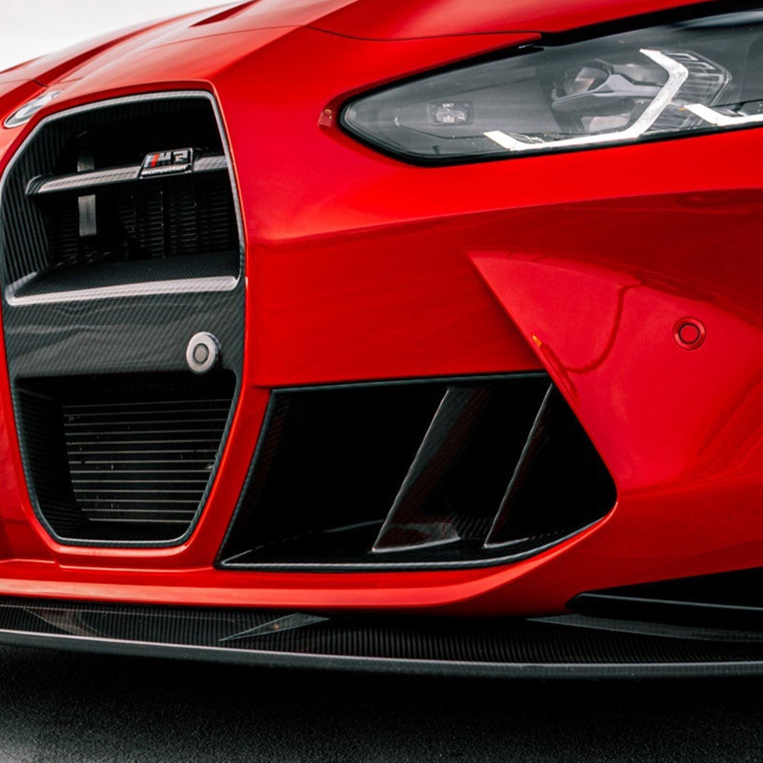 MHC+ BMW G80 G81 M3 & G82 G83 M4 Twin Fin Front Air Ducts In Gloss Pre Preg Carbon Fibre