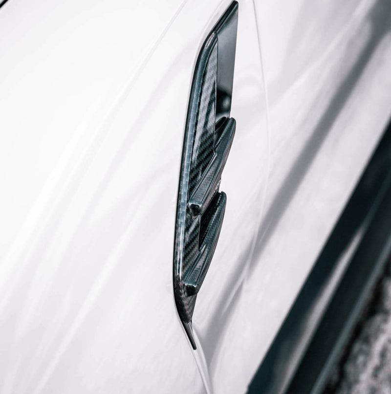MHC+ BMW M3 Side Fender Badge Covers In Gloss Pre Preg Carbon Fibre (G80)-R44 Performance