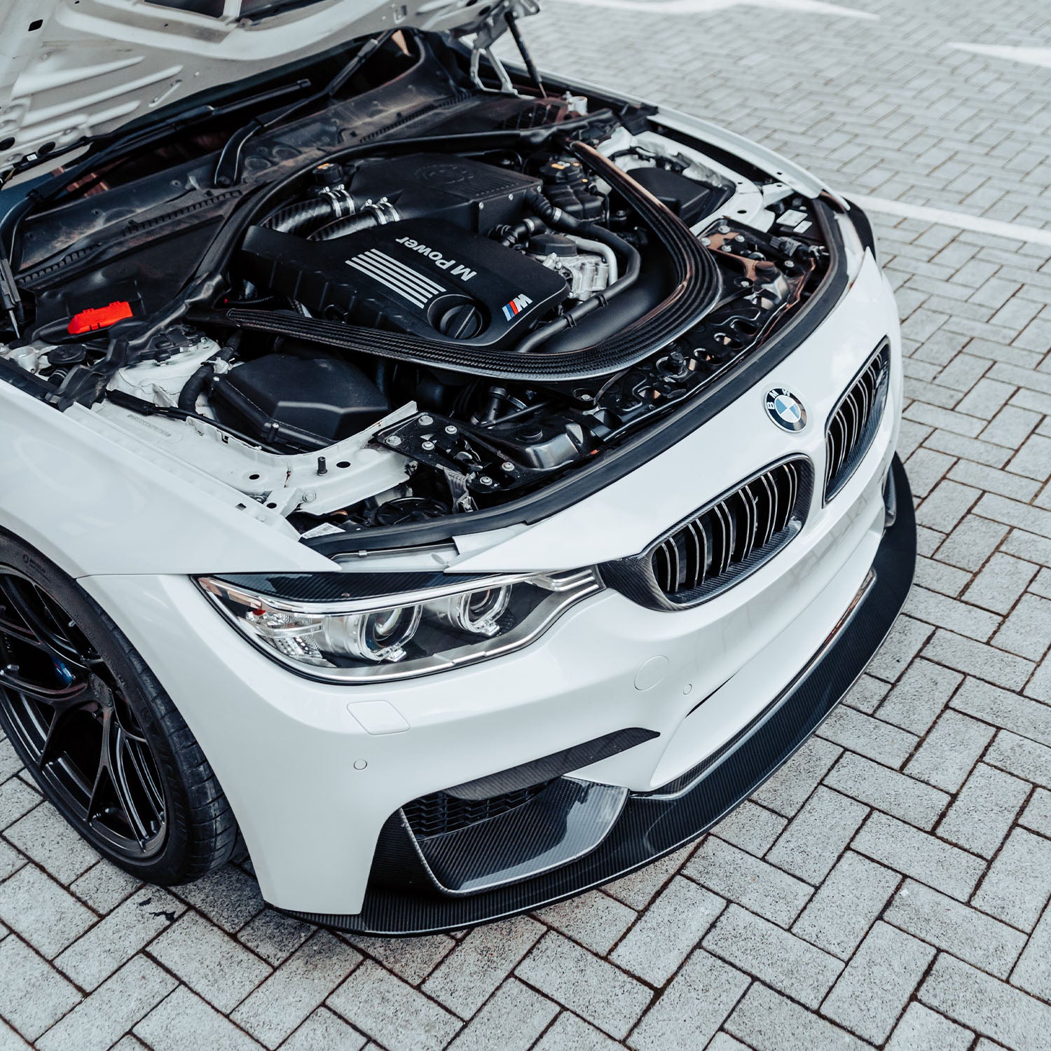 MHC+ BMW F80 M3 F82 M4 GT Style Front Splitter In Gloss Pre Preg Carbon Fibre