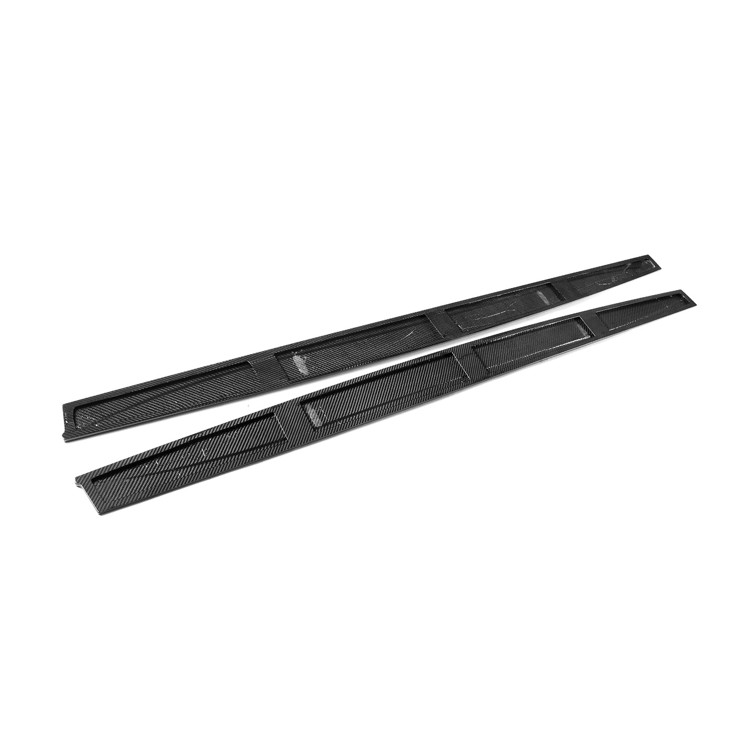 MHC+ BMW F80 M3 F82 M4 Full Length Carbon Fibre Performance Style Carbon Fibre Side Skirts On White Background