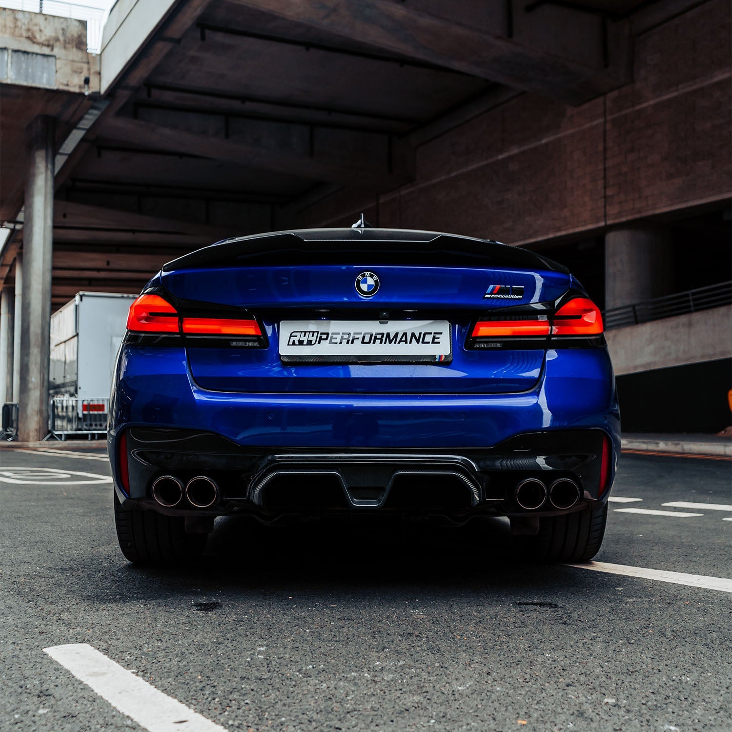 MHC+ BMW F90 M5 LCI CS Style Rear Diffuser In Gloss Pre Preg Carbon Fibre Fitted