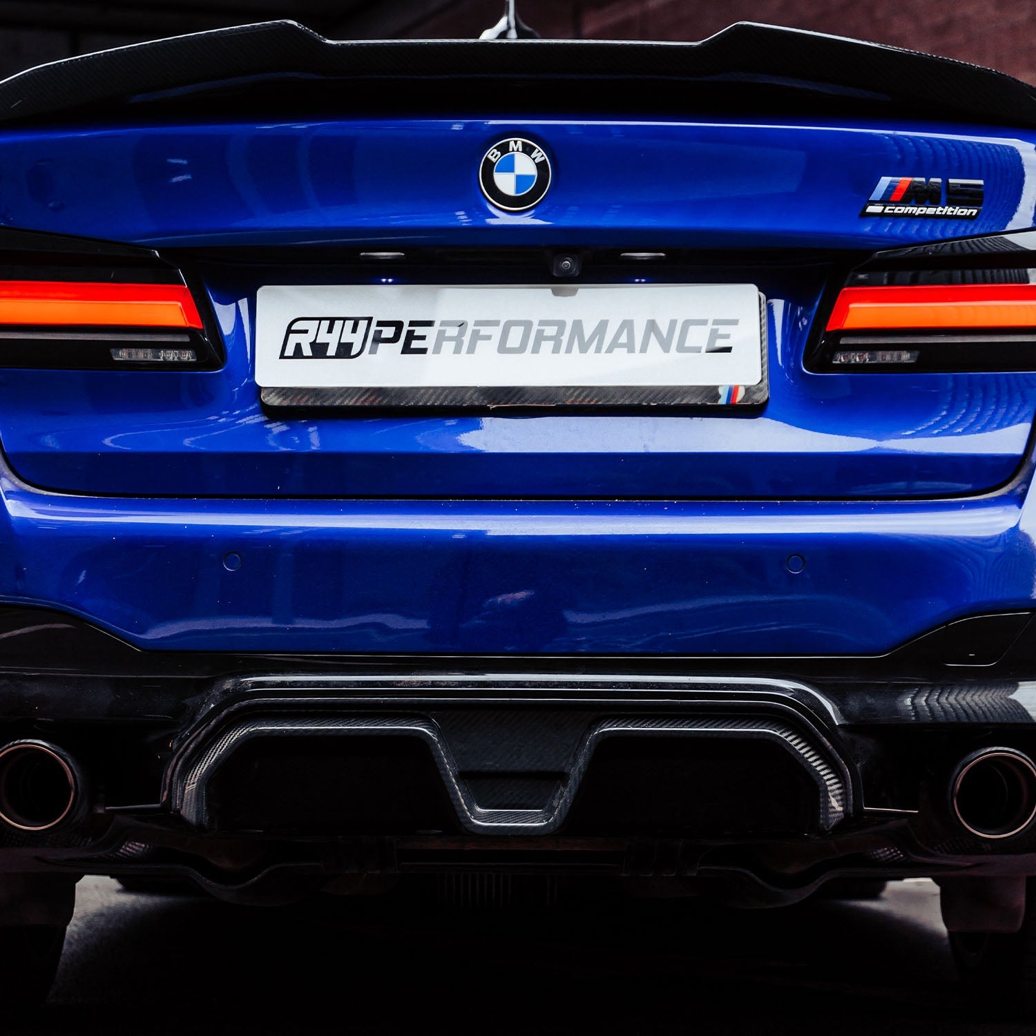 MHC+ BMW F90 M5 LCI CS Style Rear Diffuser In Gloss Pre Preg Carbon Fibre Fitted