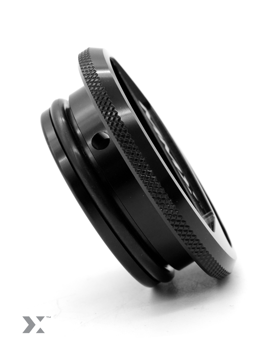 MMX gloss black billet washer fluid filler cap for F Series BMW engine bay