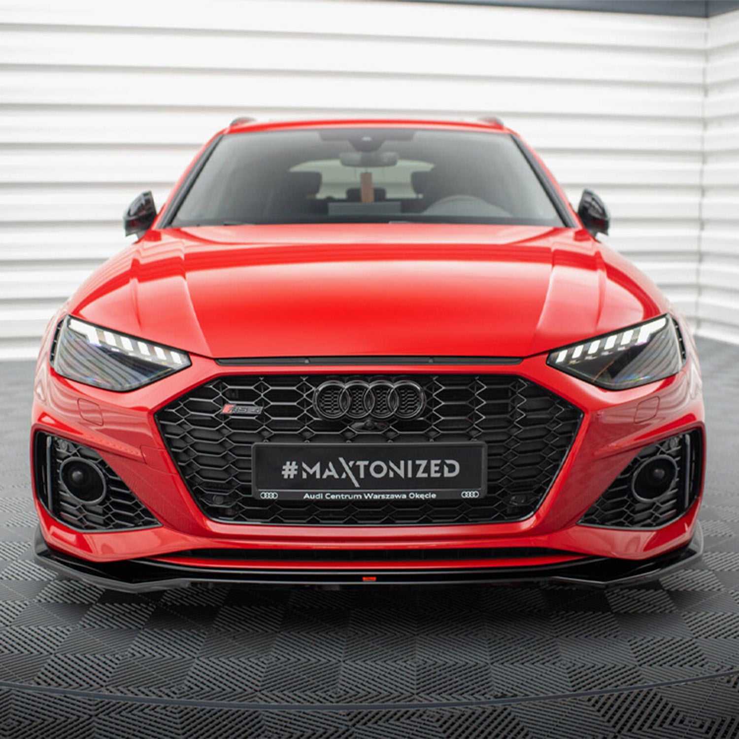 Maxton Design Audi B9 RS4 Gloss Black V1 Front Splitter