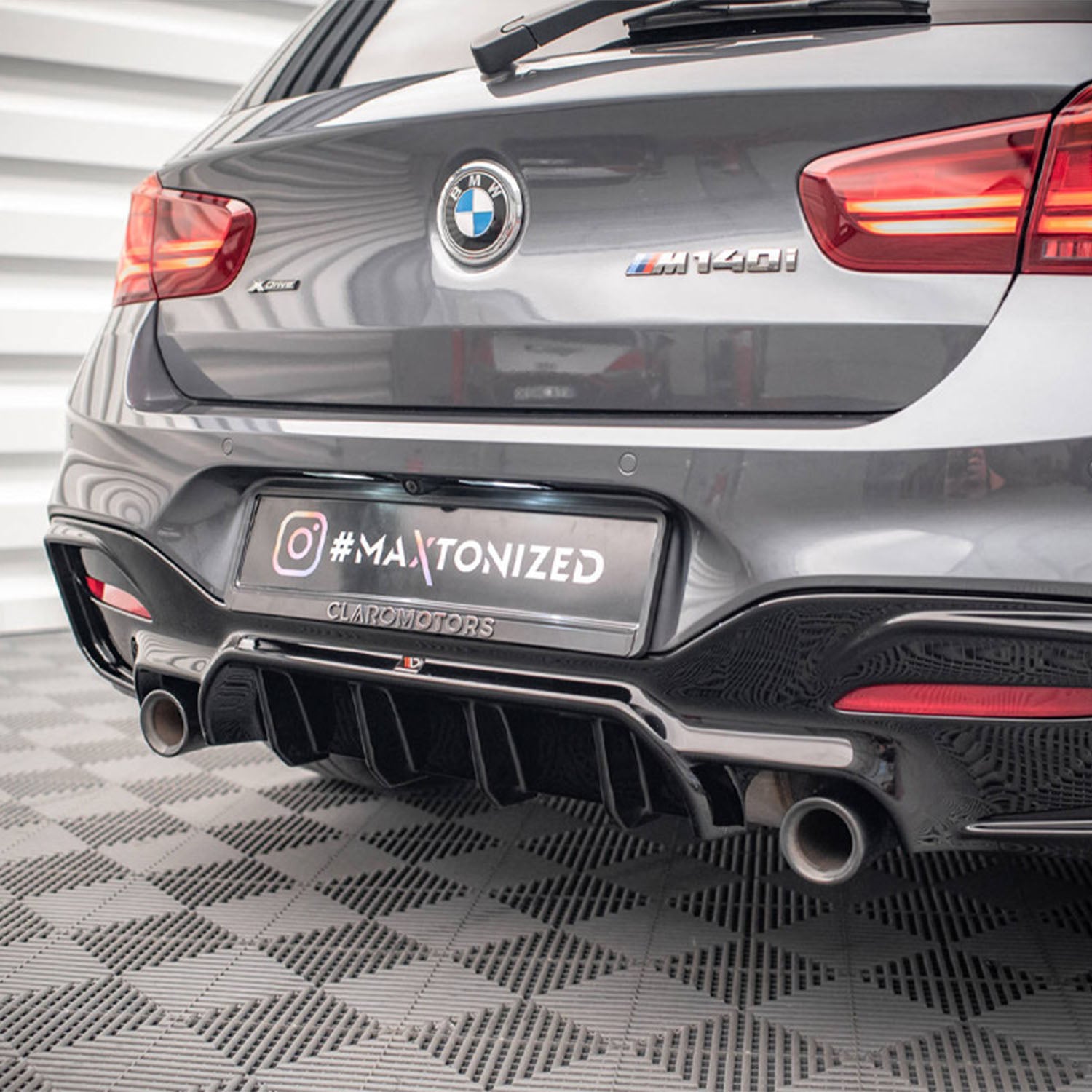 Maxton Design BMW F20 F21 M140i M135i Gloss Black Rear Diffuser