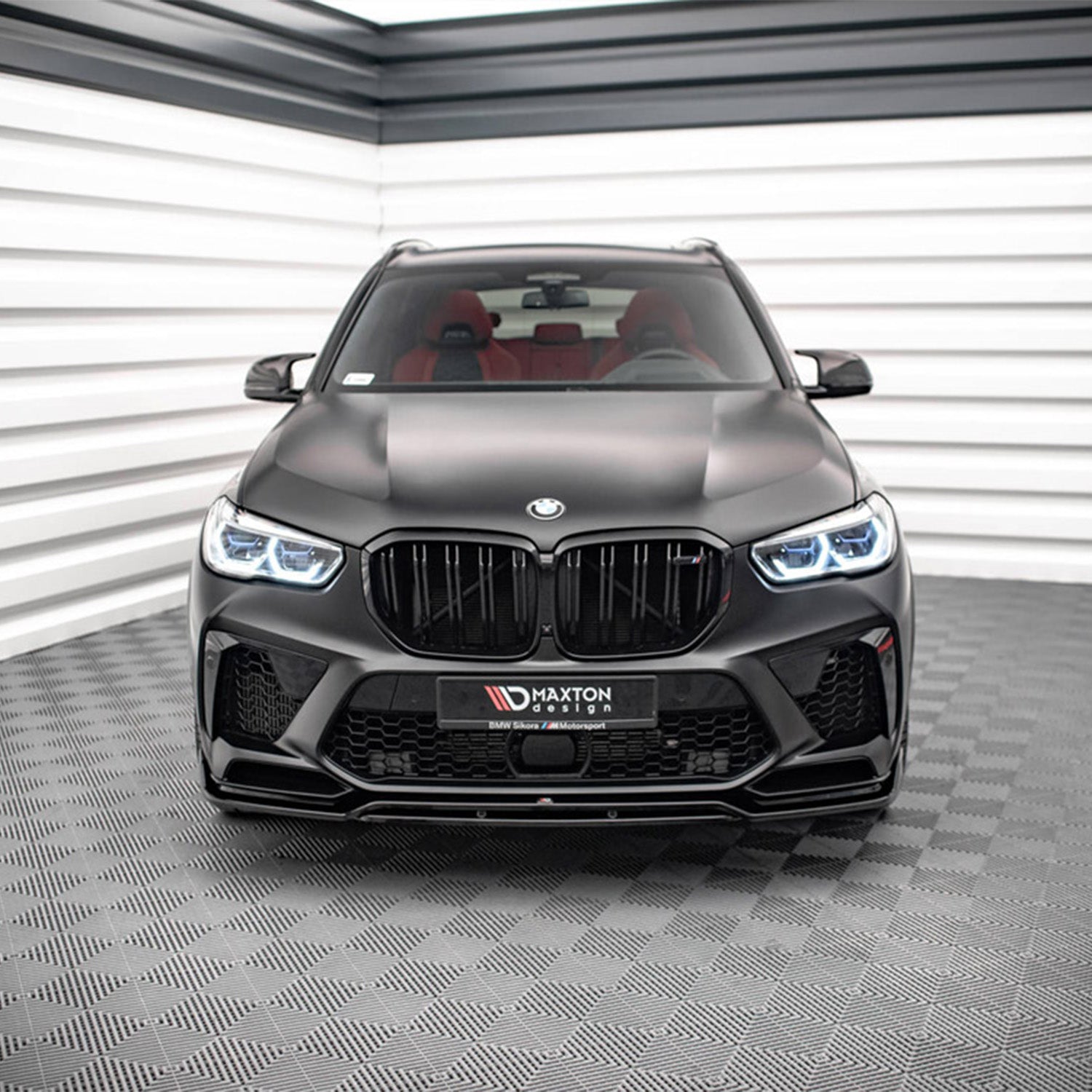 Maxton Design BMW F95 X5M V3 Front Splitter In Gloss Black BM-X5M-05-FD3G+FD3RG