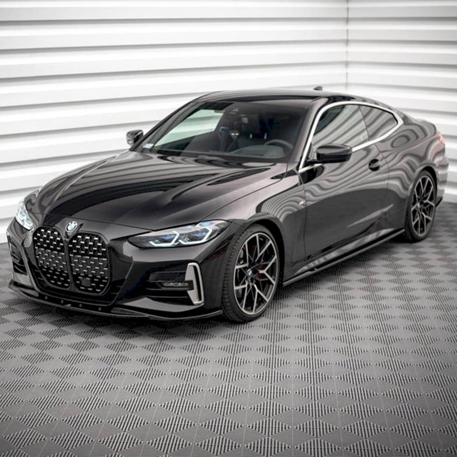 Maxton Design V1 Front Splitter For BMW G22 G23 M440i M440d 4 Series M Sport In Gloss Black - Fitted