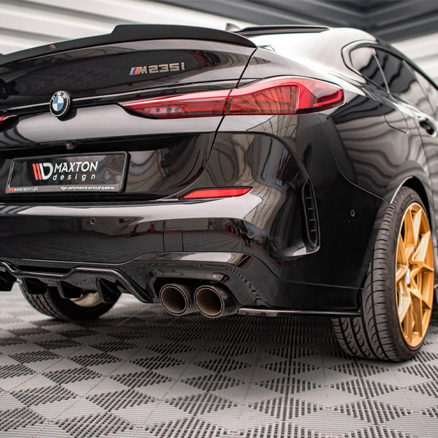 Maxton Design BMW M235i Gloss Black Rear Side Splitters