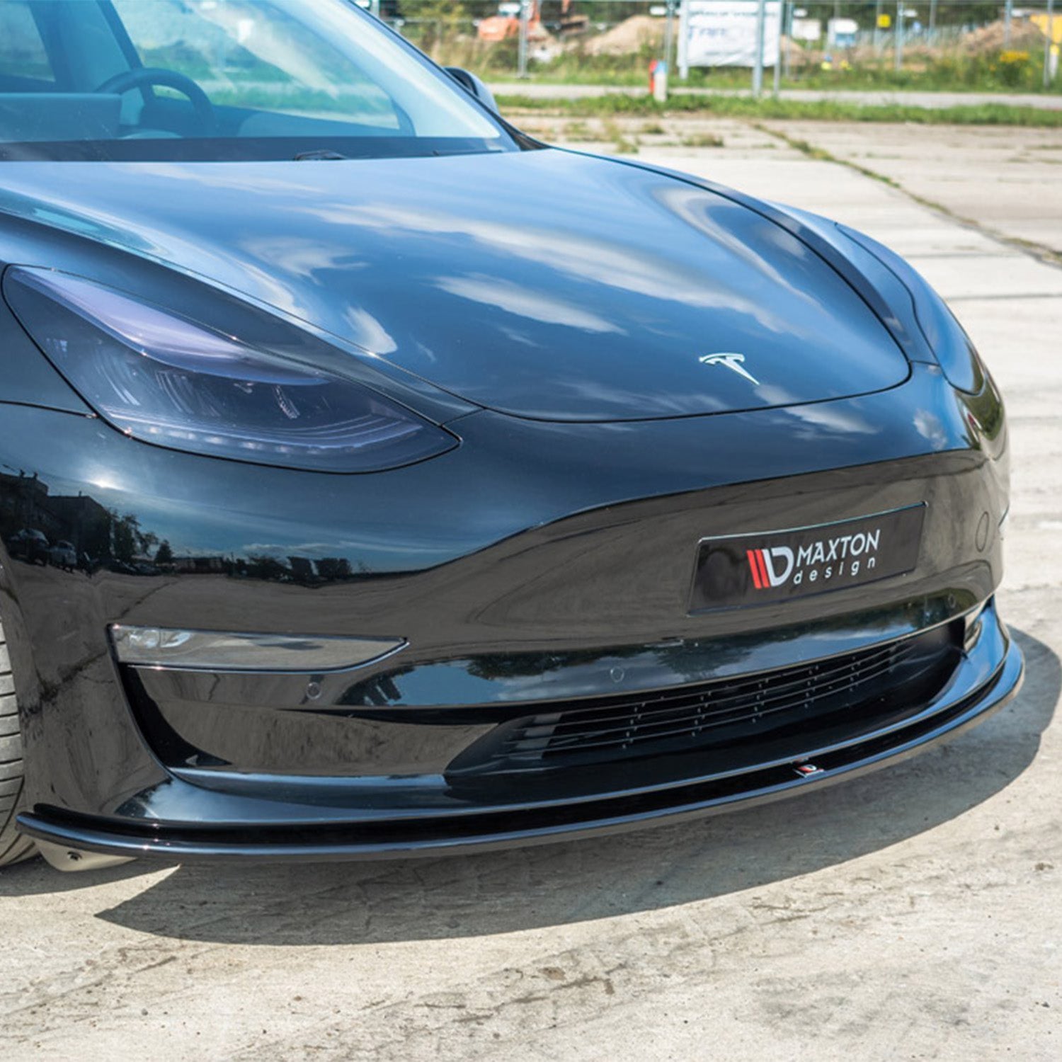 Maxton Design Tesla Model 3 V1 Front Splitter In Gloss Black