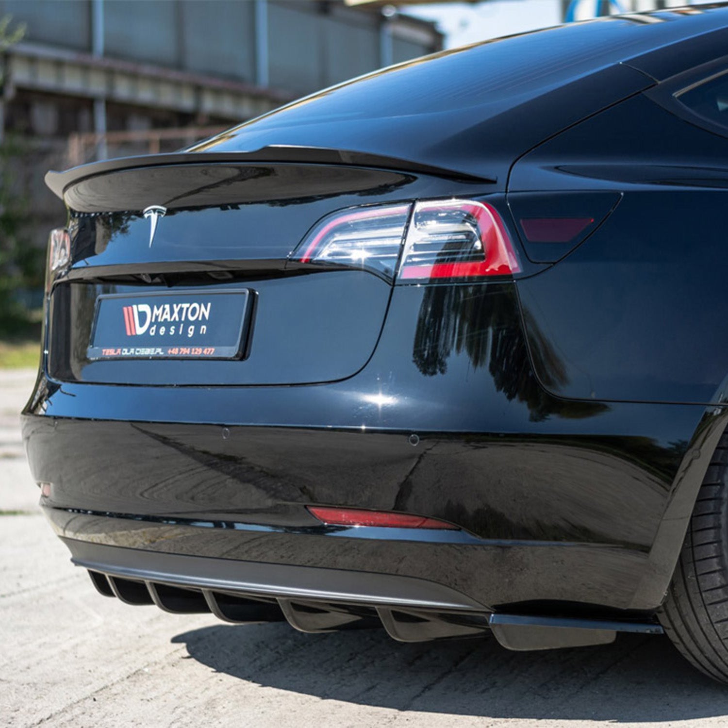Maxton Design Tesla Model 3 V1 Rear Diffuser In Gloss Black