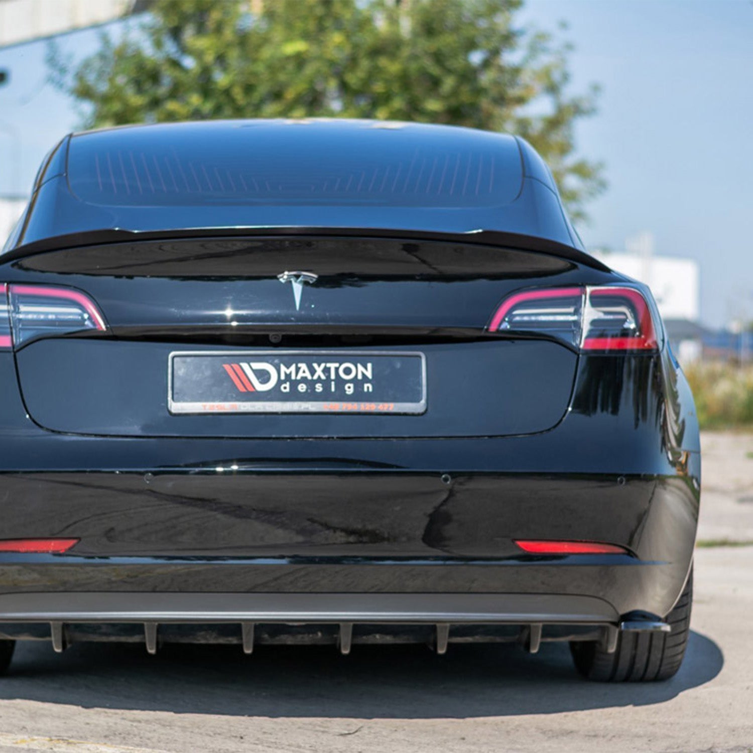 Maxton Design Tesla Model 3 V1 Rear Side Splitters In Gloss Black
