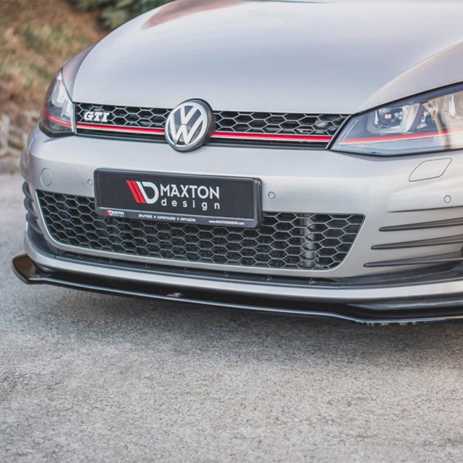 Maxton Design VW Golf GTI Mk7 V2 Gloss Black Front Splitter VW-GO-7-GTI-FD2G