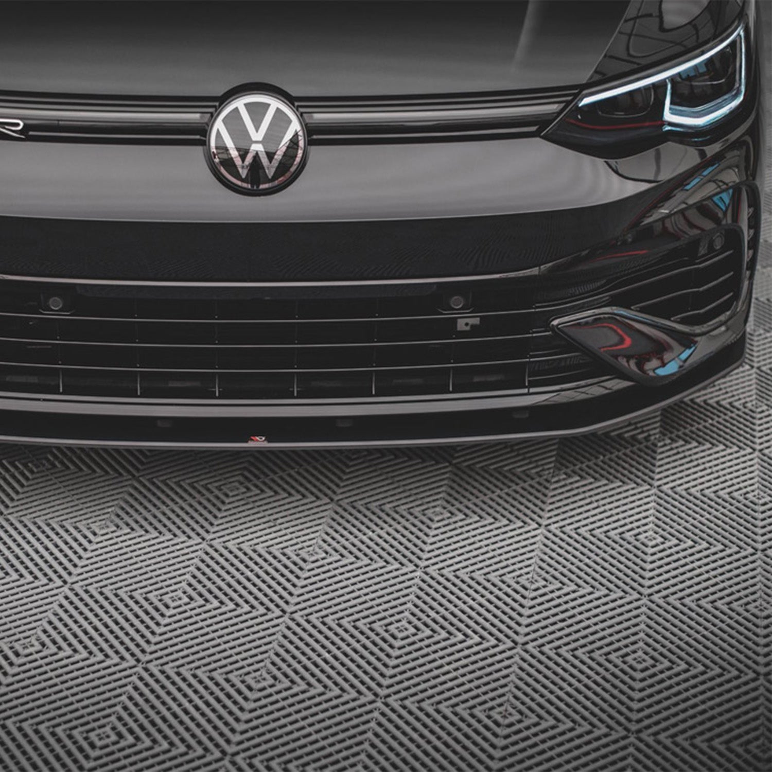 Maxton Design VW Golf R Mk8 Street Pro Black Front Splitter Fitted