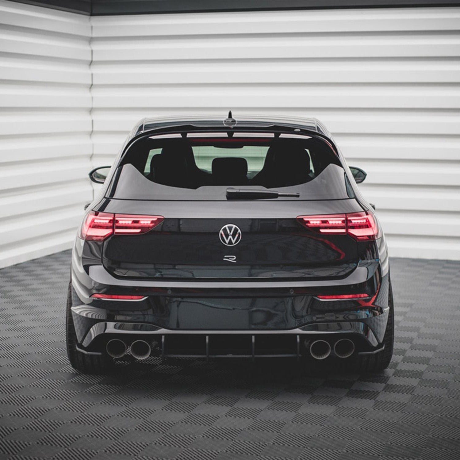 Maxton Design VW Golf R Mk8 Street Pro Black Rear Diffuser Fitted