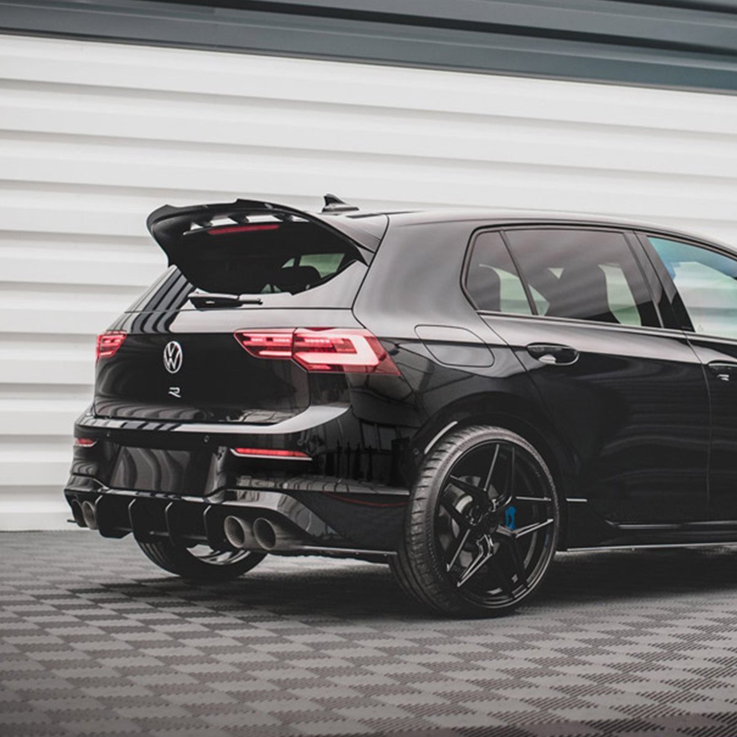 Maxton Design VW Golf R Mk8 Street Pro Black Rear Diffuser Fitted