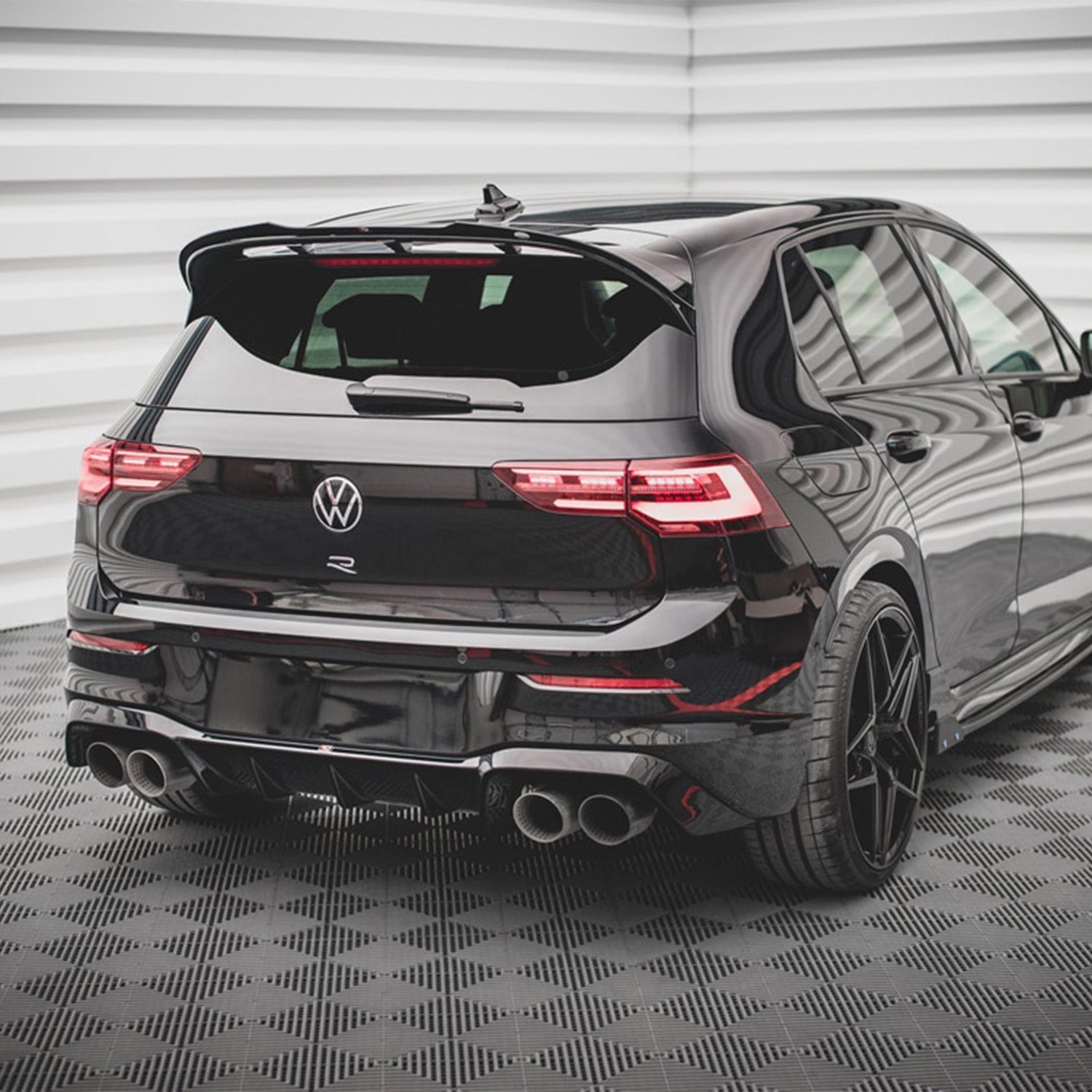 Maxton Design VW Golf R Mk8 V1 Gloss Black Rear Diffuser Fitted