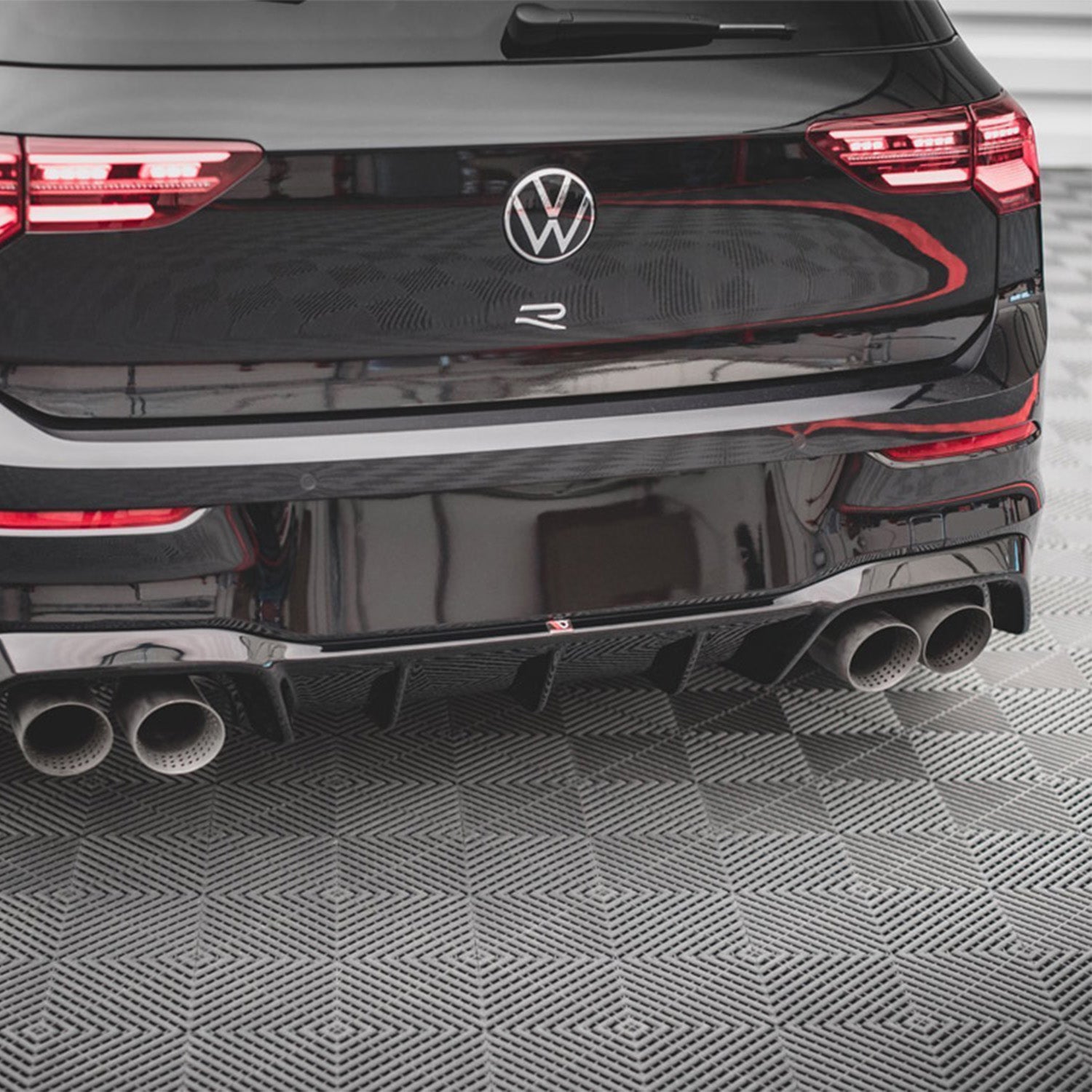 Maxton Design VW Golf R Mk8 V1 Gloss Black Rear Diffuser Fitted