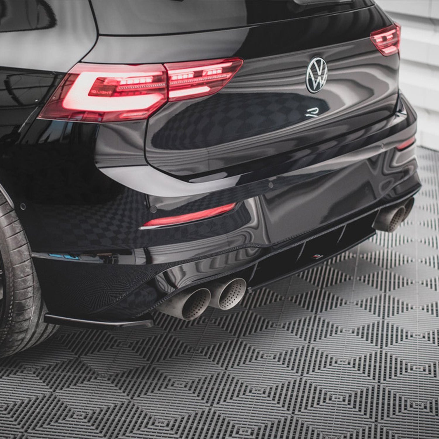 Maxton Design VW Golf R Mk8 V1 Gloss Black Rear Side Splitters Fitted